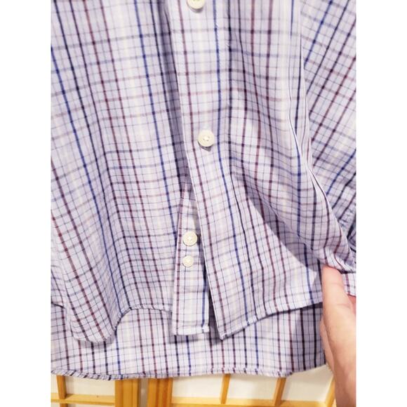 Alan Flusser Button Up Plaid Multicolor Shirt Men Medium Long Sleeve 100% Cotton - Picture 6 of 8